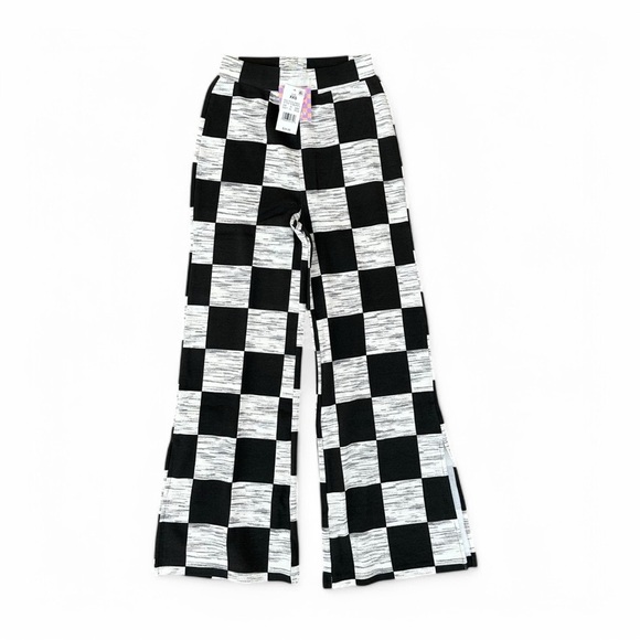 Ascot + Hart Checkered Graphic Wide Leg Pants XXS - Picture 3 of 8